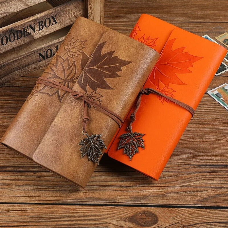 nachfüllbares reise notizbuch - Hellbraun - Dunkelbraun - Braun - Himmelblau - Blau - Orange - Hellgrün - Grün - Rosa - Perforierte Blätter