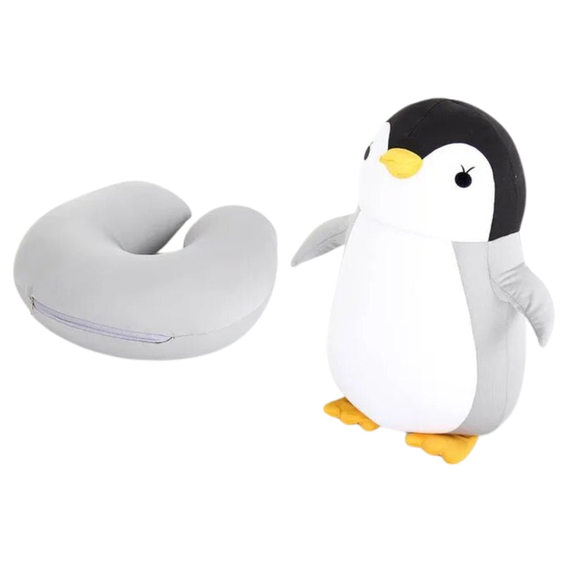 faltbares reise kissen kind - Grauer Pinguin
