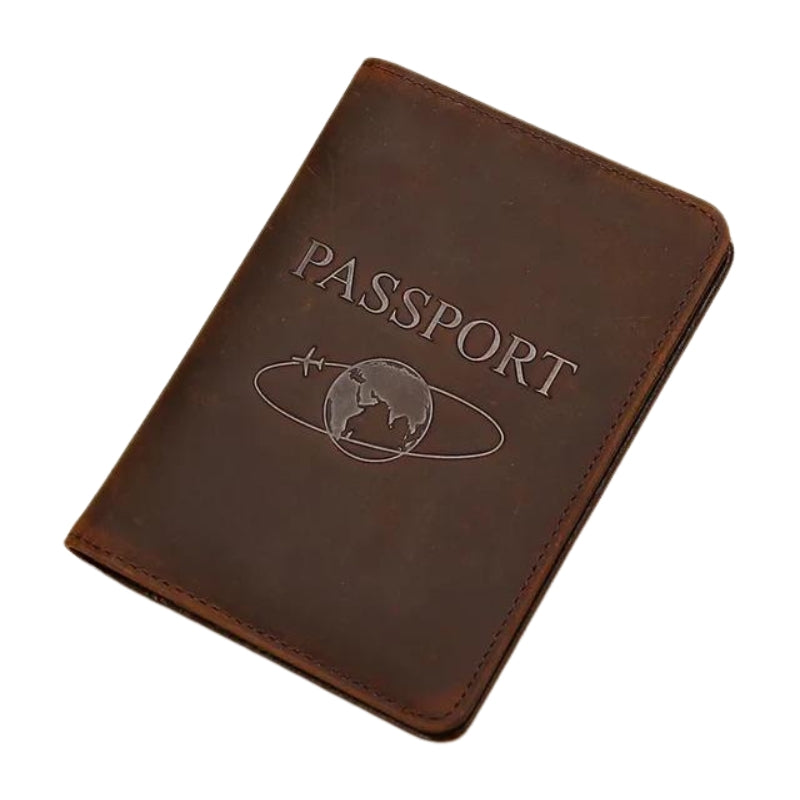 leder reisepass etui mann - Strukturiertes Braun