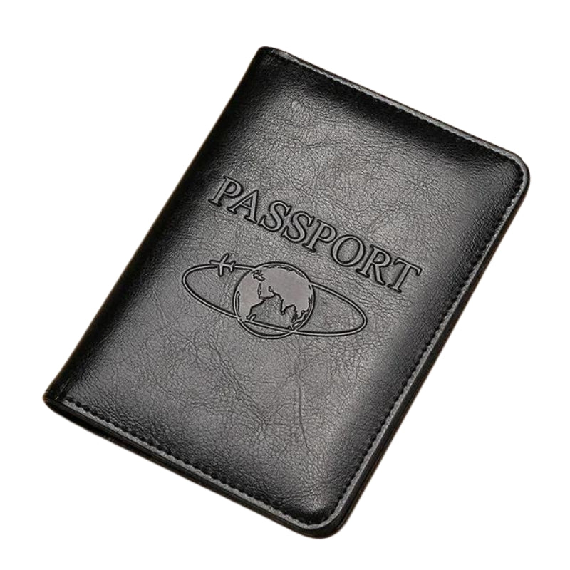 leder pass etui - Schwarz