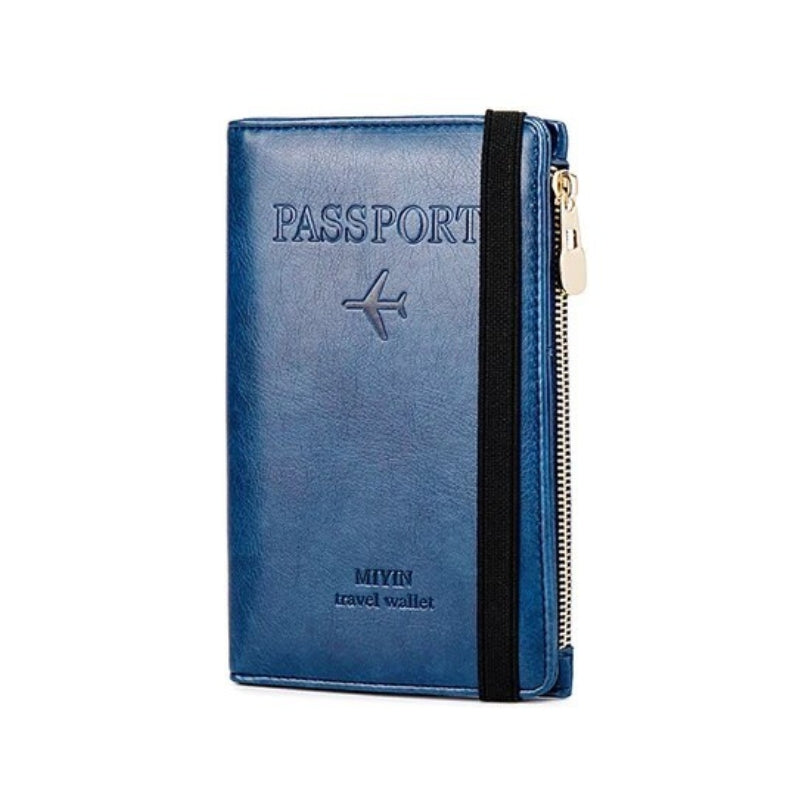 luxus leder reisepass schutz - Marineblau