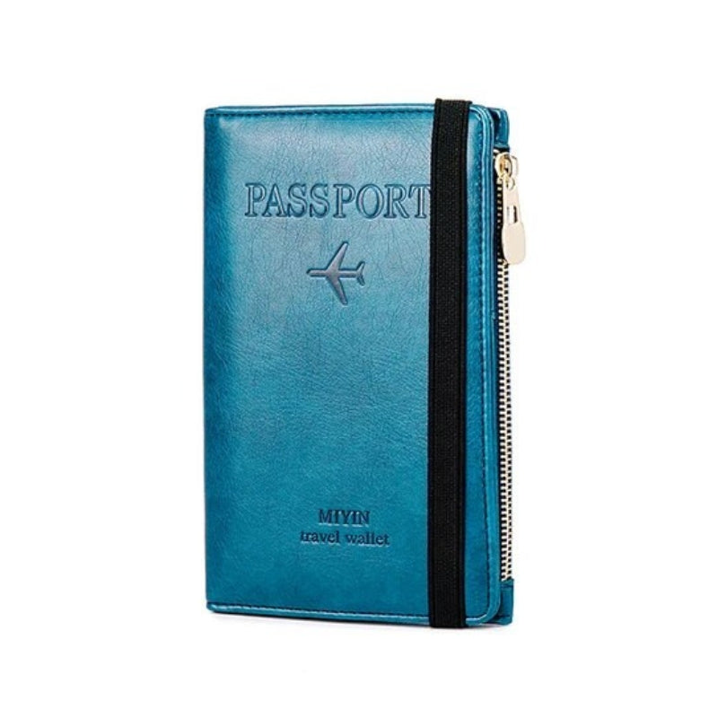 leder pass etui - Türkis