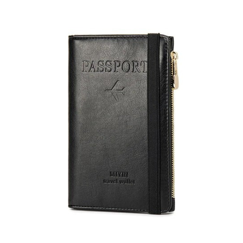 leder reisepass etui - Schwarz