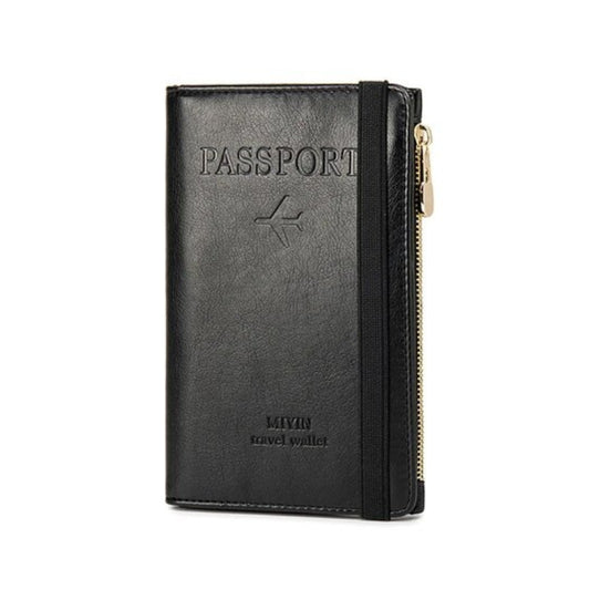 leder reisepass etui - Schwarz