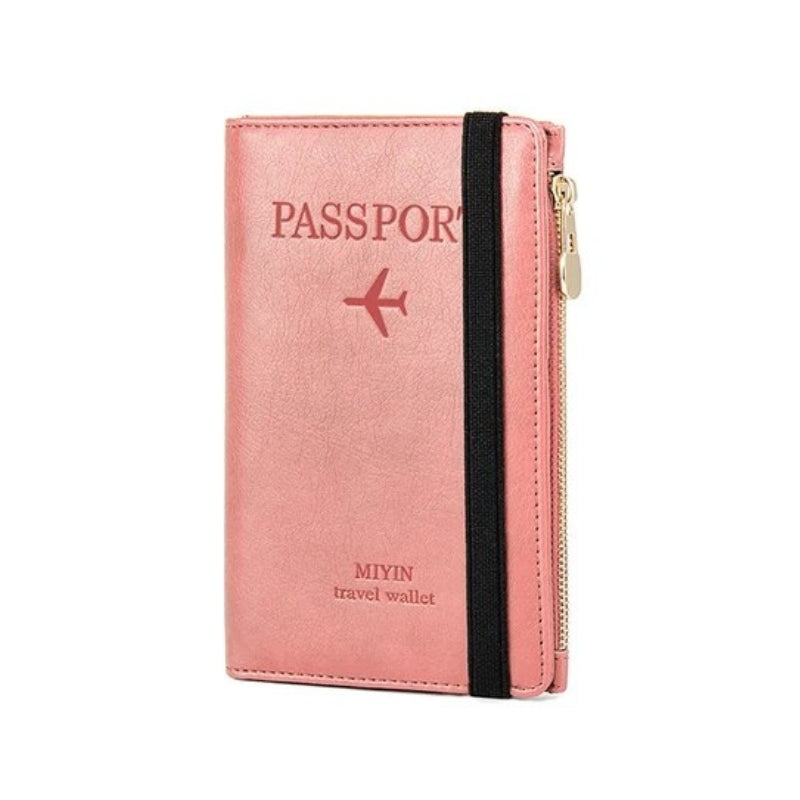 leder reisepass schutz damen - Rosa