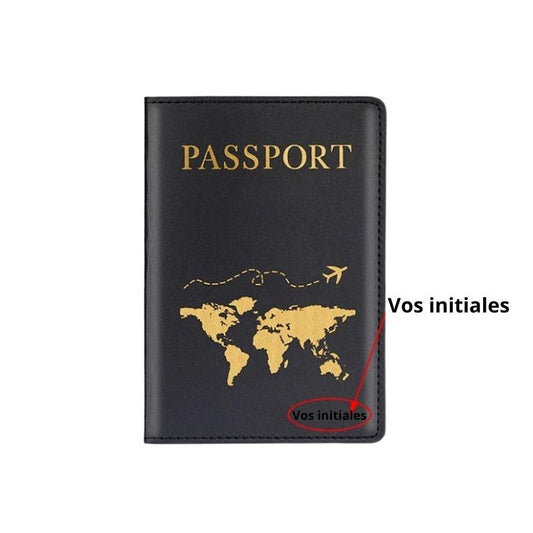 personalisierbares reisepassetui - Schwarz