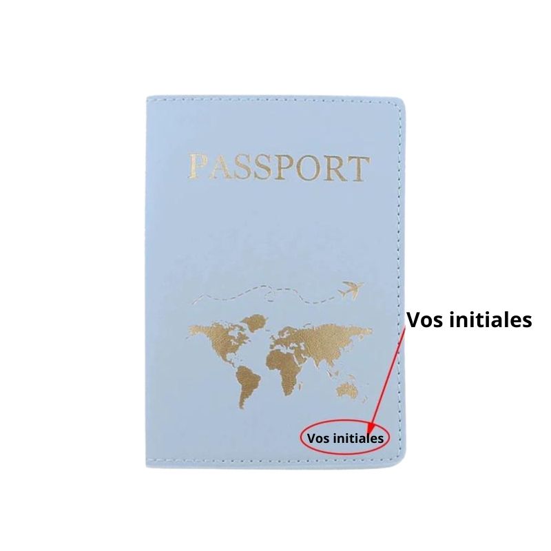 personalisierte reisepasshülle aus leder - Blau