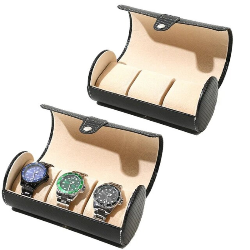 luxus reiseuhr etui - Schwarz Strukturiert