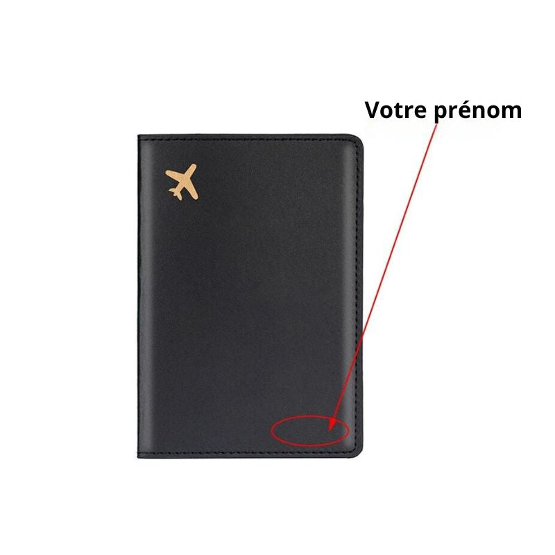 personalisiertes leder reisepass schutze - Schwarz