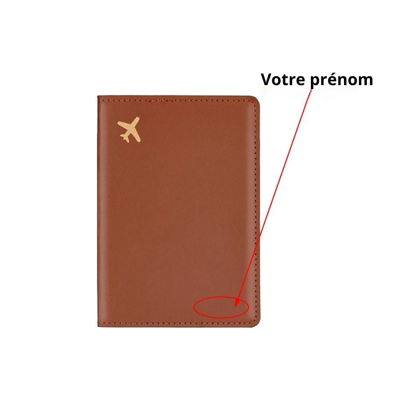 personalisierte reisepasshülle aus leder - Braun