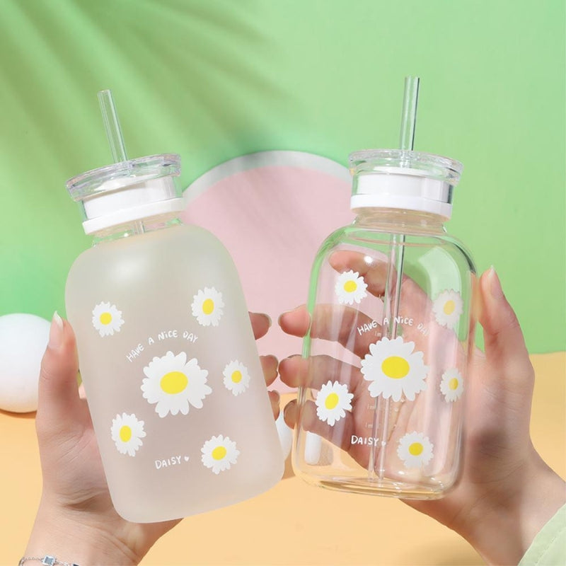 glasflasche mit strohhalm - Weiß - Transparent