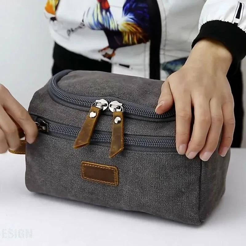 große kosmetiktasche herren - Blau - Schwarz - Grau - Braun