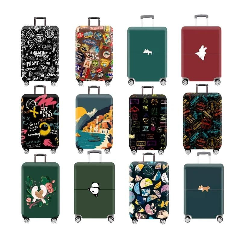 kofferhüllen - Grün Panda-Motiv - Grün Kleines Katzenmotiv - Grün Vogelmotiv - Rot Hasenmotiv - Rot Kleines Katzenmuster - Blau Stadtmuster - Blaues Halbkreis-Muster - Blaues Hundemuster - Schwarzes Tigermuster - Schwarz Reisestempel Motiv - Schwarz Motiv Reisespuren - Schwarz Graffiti Muster - Schwarz Muster Boom Party - Braun Reise Sticker Motiv