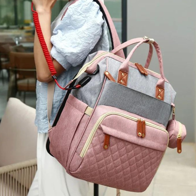 baby wickeltasche faltbar tasche über der schulter - Schwarz - Rosa