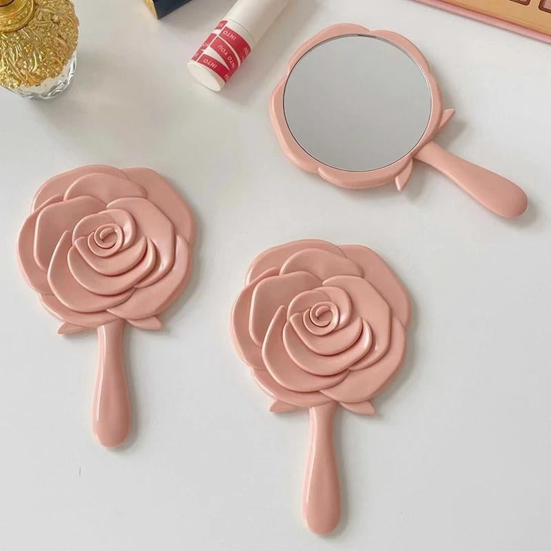 kleiner runder taschen spiegel - Schwarz - Weiß - Rosa