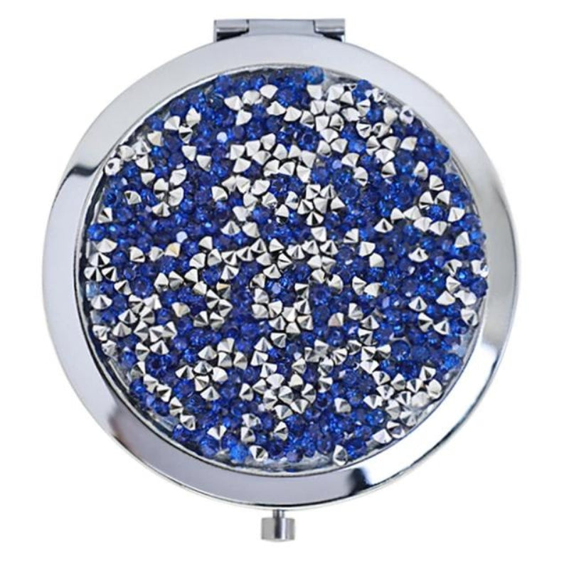 damenspiegel - Silber mit blauen Strasssteinen