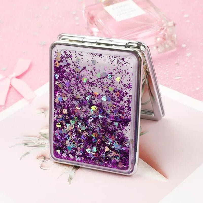 taschenspiegel mit glitzer - Violett - Quadratisch