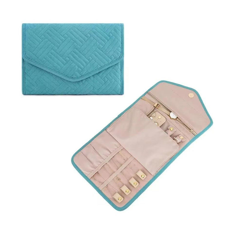 reise-schmucktasche aus stoff - Schwarz - Blau - Rosa