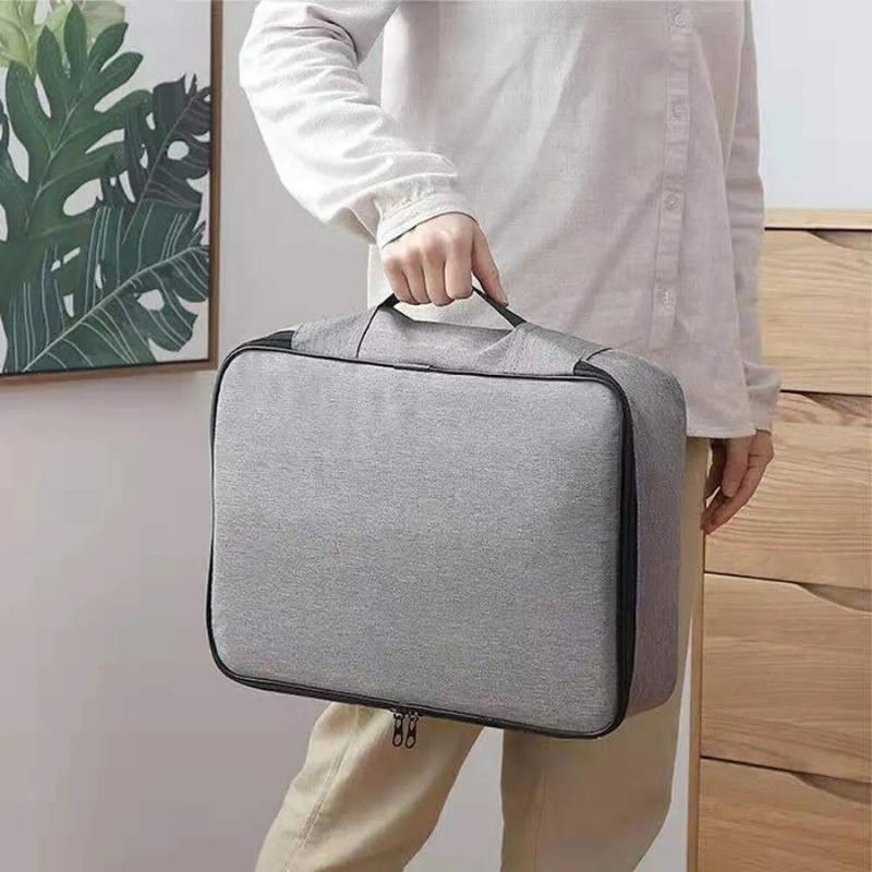 reisetasche für reisedokumente - Grau mit Doppeltem Reißverschluss - Grau mit Drei Taschen - Grau mit Zwei Taschen