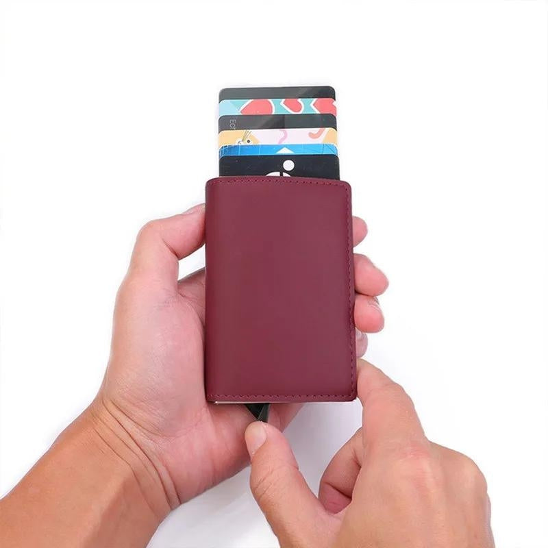 rfid leder kartenetui herren - Schwarz Strukturiert - Schwarz - Hellbraun - Dunkelbraun - Dunkelbraun Strukturiert - Orange - Rosa