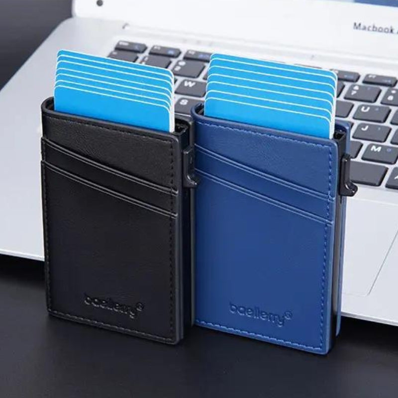 personalisiertes leder kartenetui - Schwarz - Blau - Hellbraun - Dunkelbraun - Grau