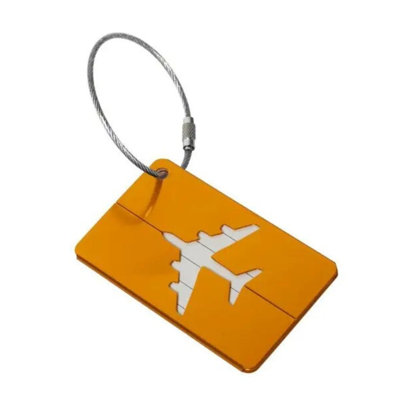 namensschild koffer - Gelb mit Flugzeug-Motiv