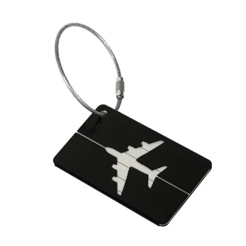 koffer anhänger - Schwarz mit Flugzeugmotiv