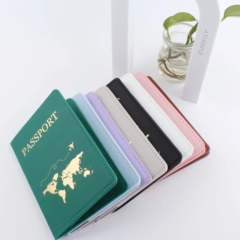 leder reisepass schutz damen - Grün - Schwarz - Weiß - Grau - Rosa - Braun - Blau - Violett