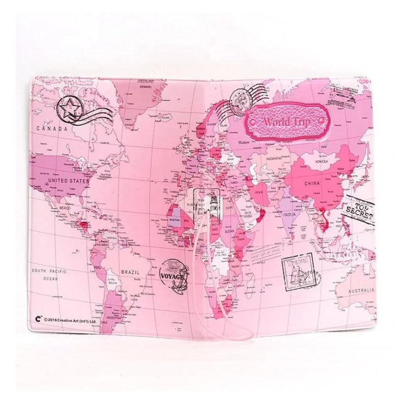 luxus reisepasshülle - Weltkarte Farbe Braun - Weltkarte Farbe Dunkelbraun - Weltkarte Farbe Himmelblau - Weltkarte Farbe Hellblau - Weltkarte Farbe Blau - Weltkarte Farbe Rosa