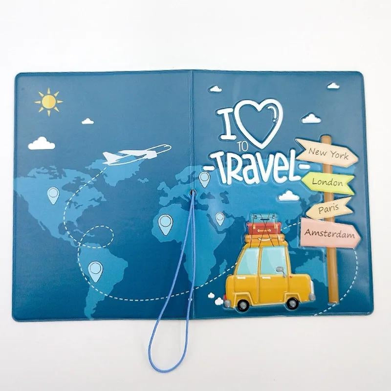 reisepasshülle für kinder - Marineblau Mit Muster - Himmelblau mit Muster