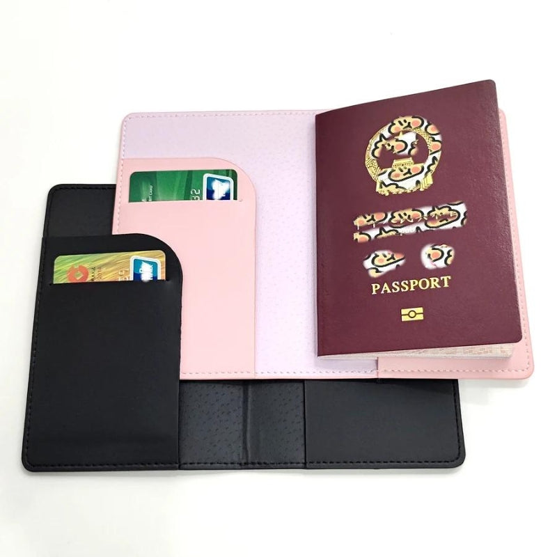 reisepasshülle für frauen - Partner-Set Schwarz und Rosa