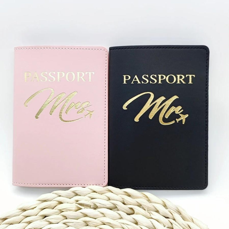 leder reisepass schutz - Partner-Set Schwarz und Rosa