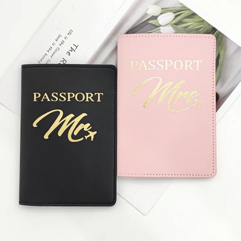 reisepass etui aus leder - Partner-Set Schwarz und Rosa