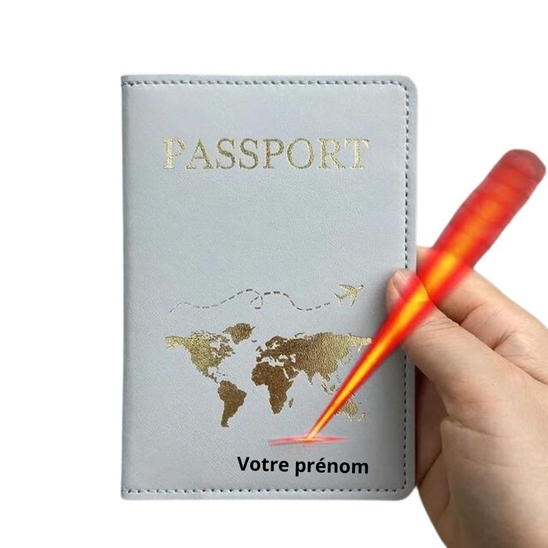 leder reisepass schutz - Weltkarten Motiv - Modell 2