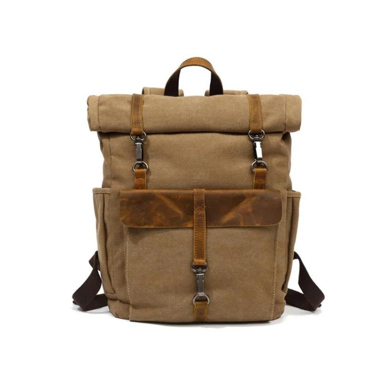 leinwand und leder rucksack - Beige