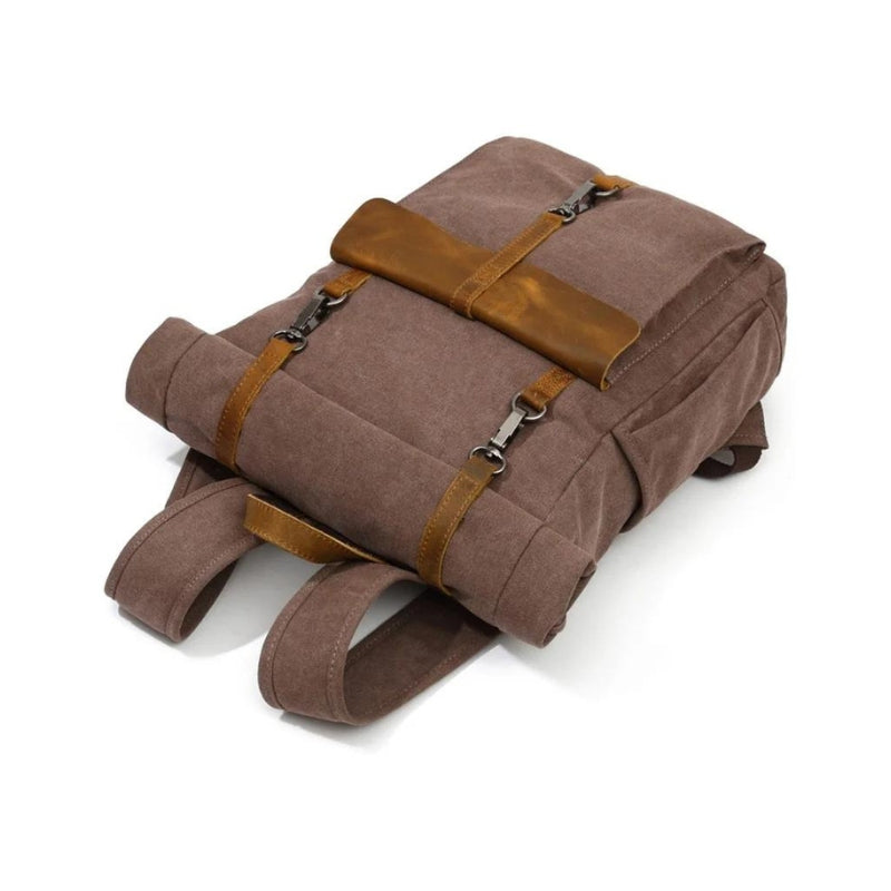 herren stoff und leder rucksack - Grün - Grau - Blau - Beige - Braun