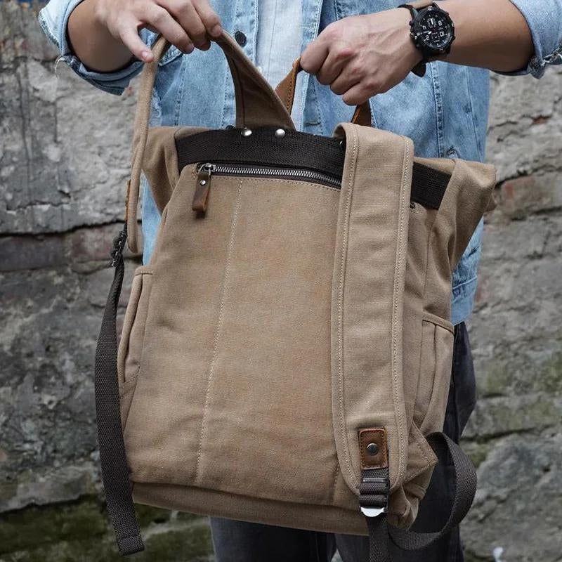 leinwand rucksack - Grün - Grau - Blau - Beige - Braun