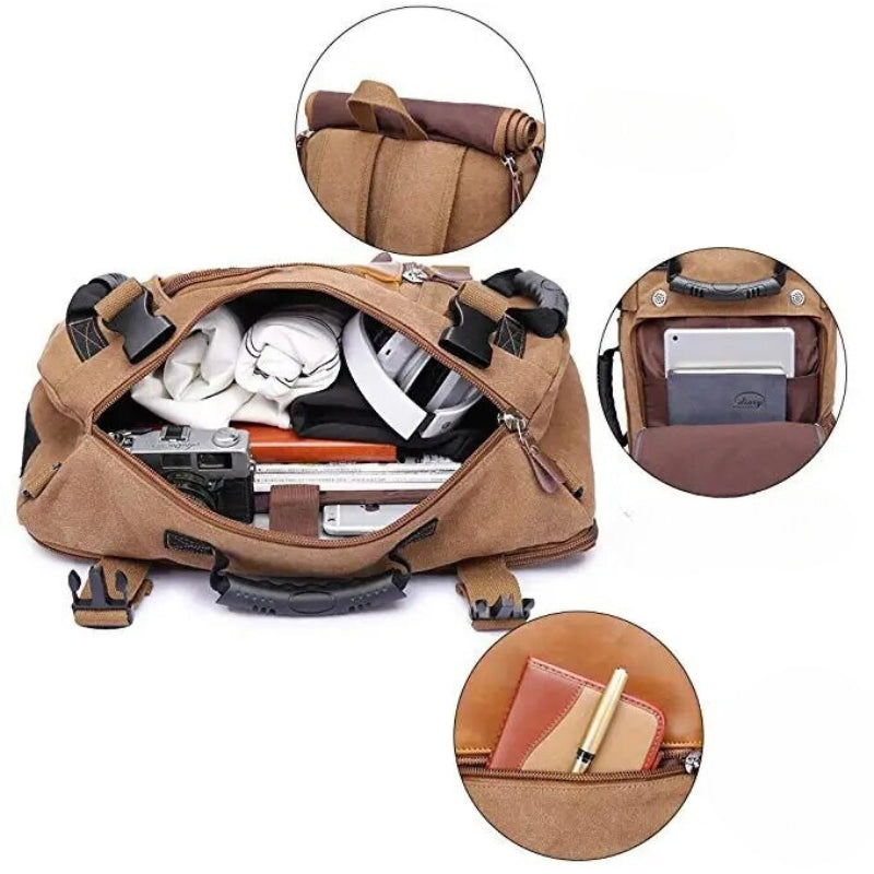 rucksack reise vintage - Schwarz - Armeegrün - Khaki