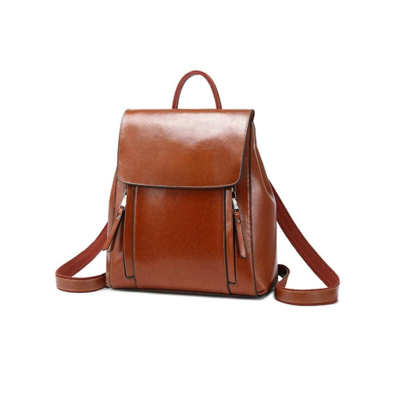 damen leder rucksack - Karamell