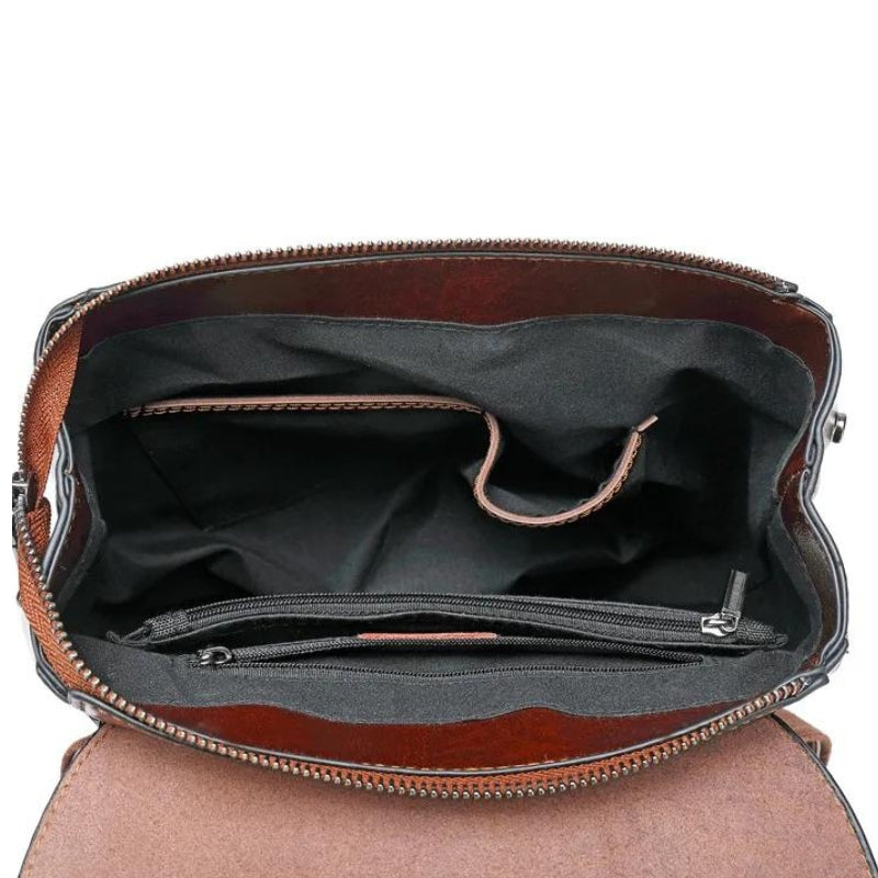 vintage leder rucksack für frauen - Karamell - Braun - Schwarz