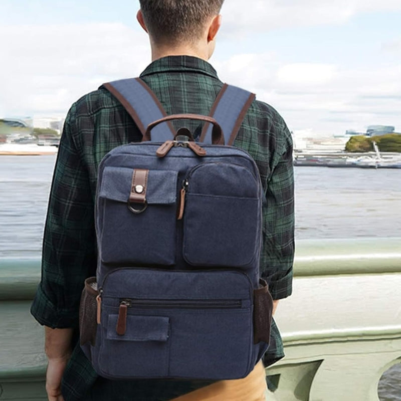 vintage leinwand rucksack - Dunkelblau - Grau - Armeegrün - Khaki