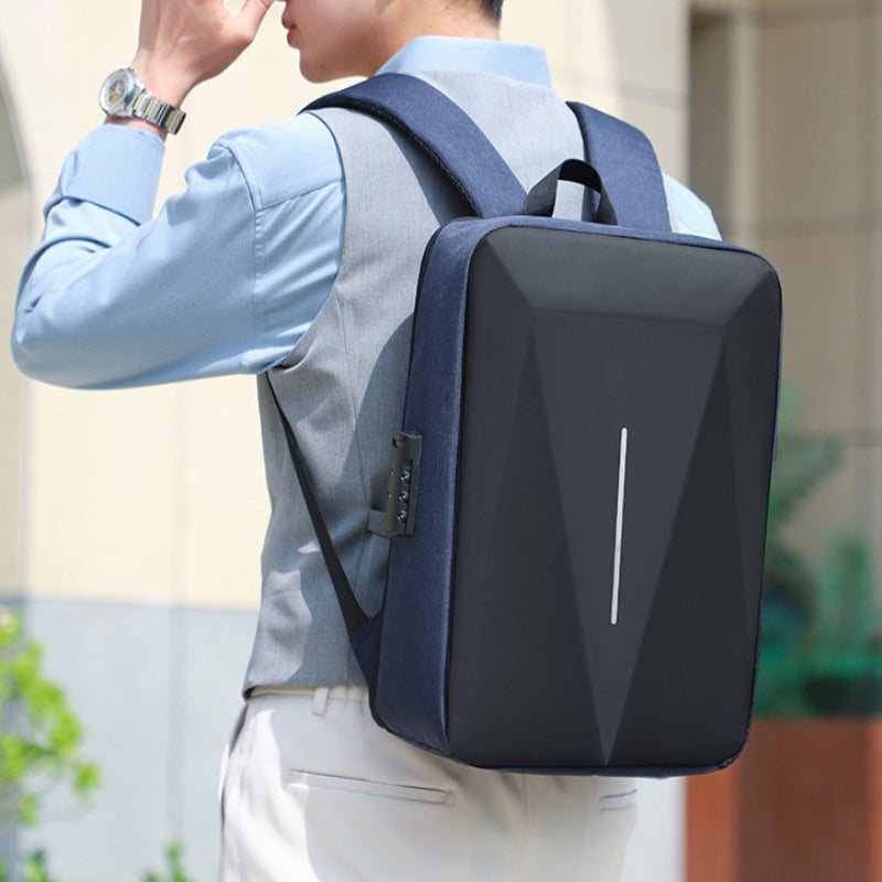 sicherheitsrucksack auf der schulter getragen - Grau - Schwarz - Blau