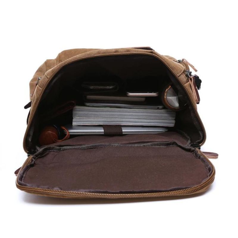 vintage rucksack für männer - Schwarz - Kaffeebraun - Khaki - Grau - Grün - Blau - Camouflage-Grün - Gelb Camouflage