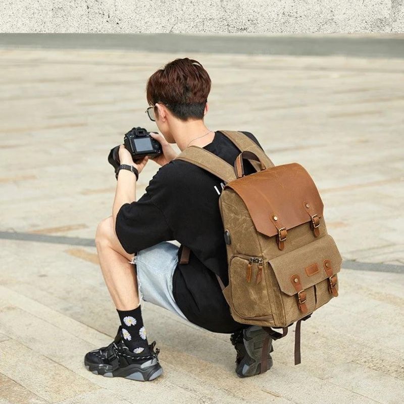 rucksack für kamera und laptop - Khaki - Grau - Grün