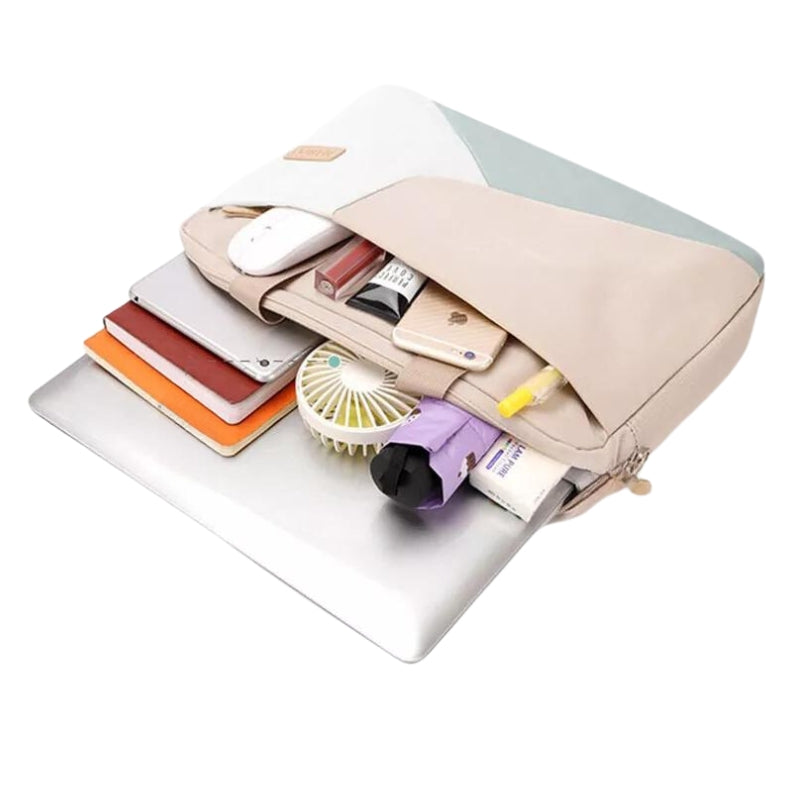 laptop tasche damen - Beige - Beige mit kleiner Tasche