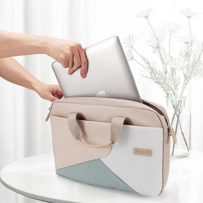elegante laptop tas damen - Beige - Beige mit kleiner Tasche