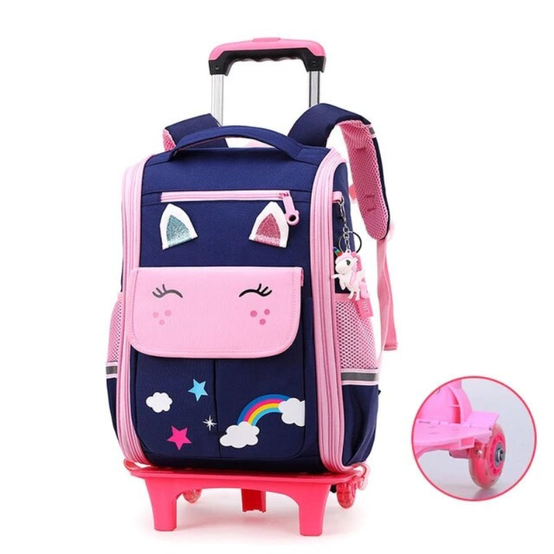 rucksack mit rollen mädchen - Blau und Rosa - Mit Rollen