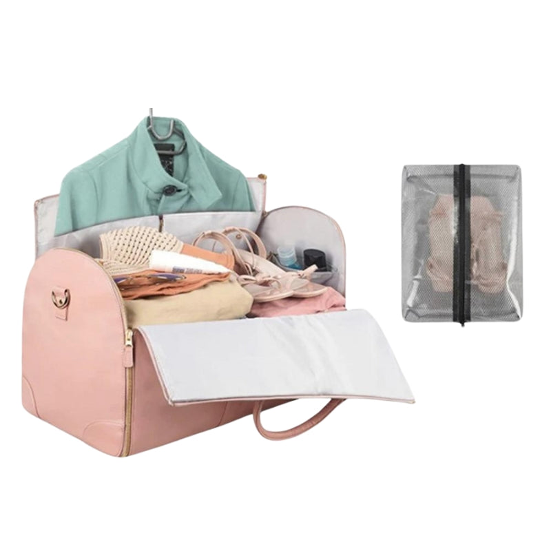 luxus leder reisetasche - Beige - Schwarz - Rosa