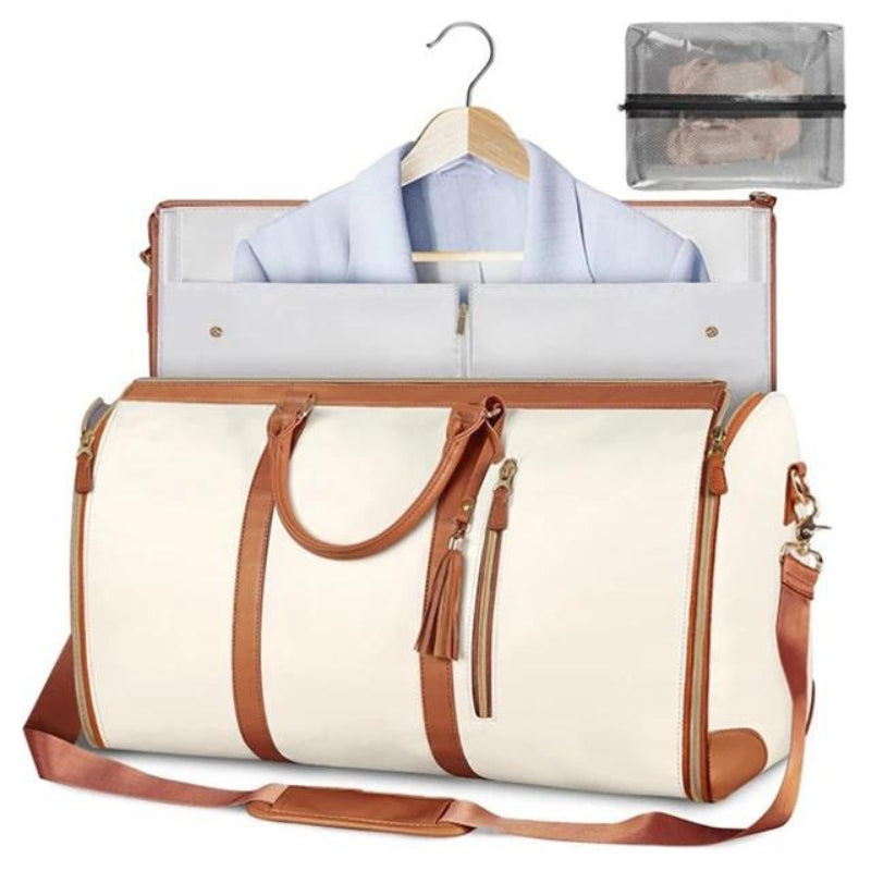 damen leder reisetasche - Beige - Schwarz - Rosa