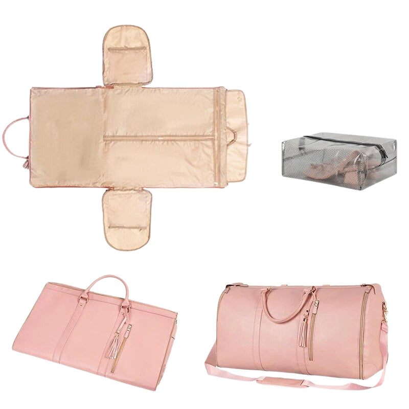 luxuriöse damen reisetasche - Beige - Schwarz - Rosa